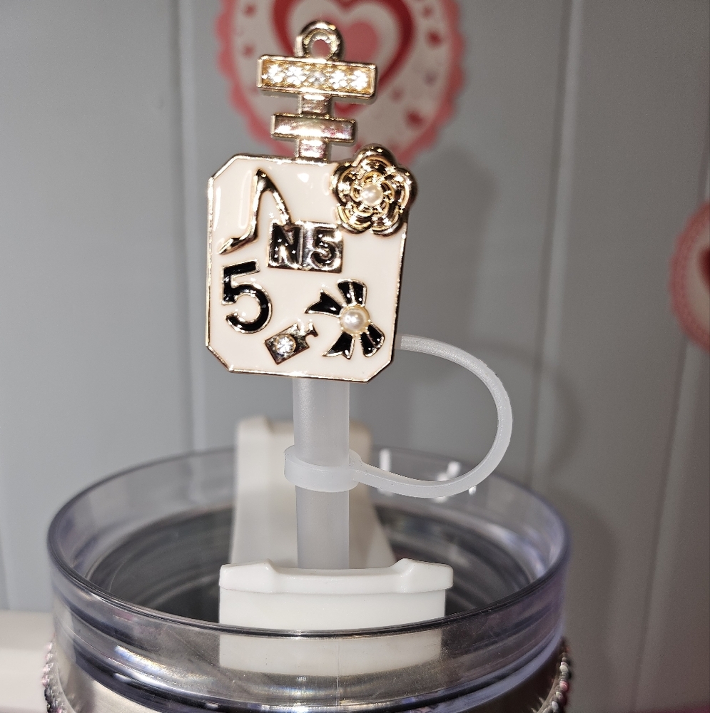 Chanel Inspired Gold Charm straw topper